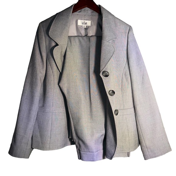 Le Suit 2 Piece Suit Pants & Blazer Size 16 Gray New Without Tags - Picture 1 of 16